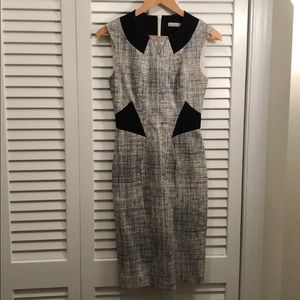 Karen Millen designer black and gray dress.